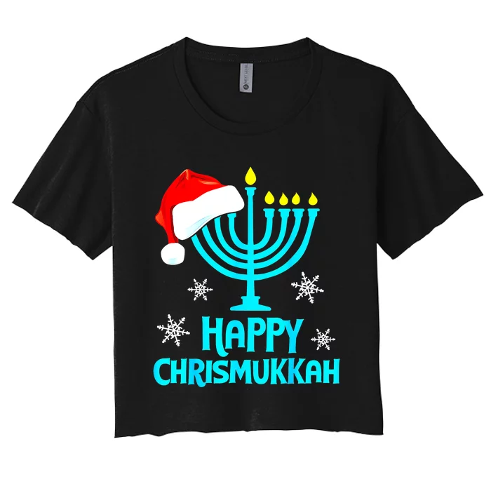 Merry Chrismukkah Ugly Xmas Funny Hanukkah Christmas Women's Crop Top Tee