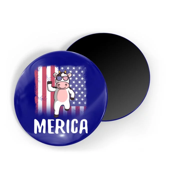 Merica Cow Usa American Flag 4th Of July Patriotic Farmer Gift Magnet