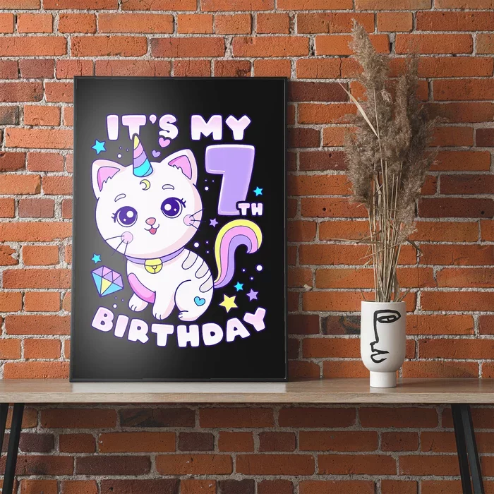 Magical Cat Unicorn Birthday Party for 7YearOld Poster