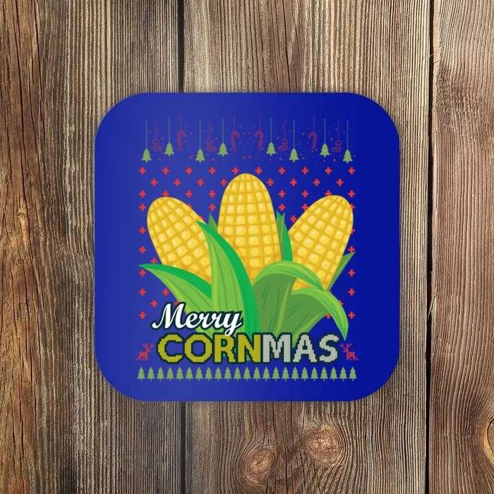 Merry Cornmas Ugly Christmas Sweater For Farmer Corn Lover Cute Gift Coaster