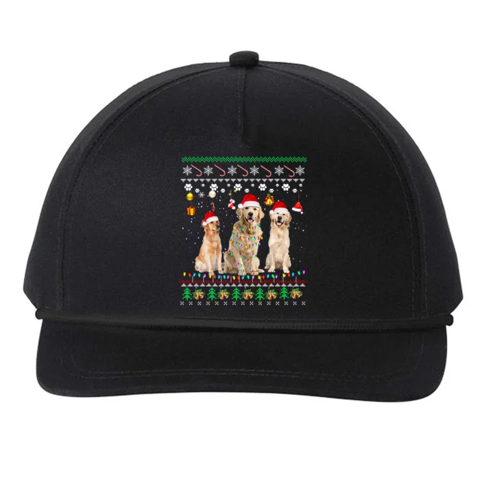 Merry Christmas Ugly Golden Retriever Santa Hat Christmas Pj Gift Snapback Five-Panel Rope Hat