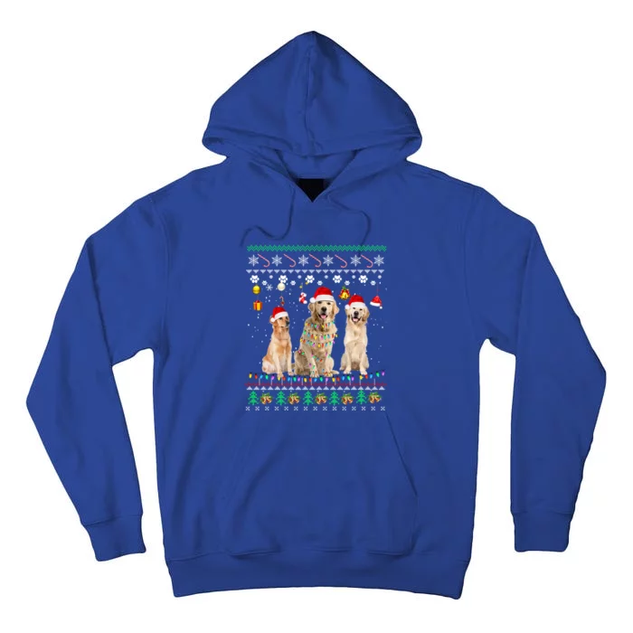 Merry Christmas Ugly Golden Retriever Santa Hat Christmas Pj Gift Tall Hoodie