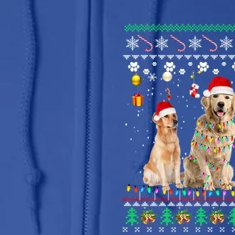 Merry Christmas Ugly Golden Retriever Santa Hat Christmas Pj Gift Full Zip Hoodie