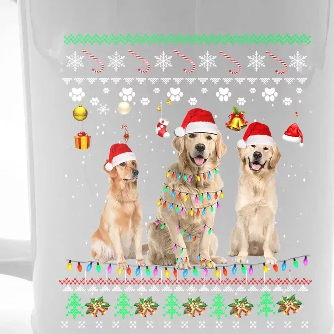 Merry Christmas Ugly Golden Retriever Santa Hat Christmas Pj Gift Front & Back Beer Stein