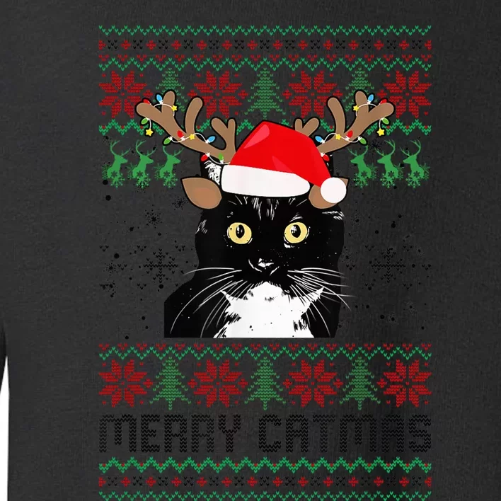 Merry Catmas Ugly Christmas Tuxedo Cat Xmas Party Tuxedo Cat Toddler Sweatshirt