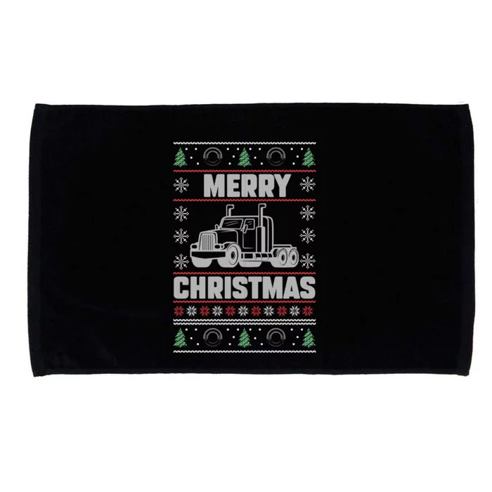 Merry Christmas Ugly Xmas Trucker Funny Truck Driver Love Gift Microfiber Hand Towel