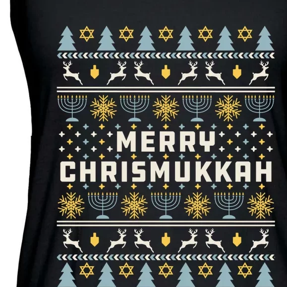 Merry Chrismukkah Ugly Christmas Hanukkah Sweater Ladies Essential Flowy Tank