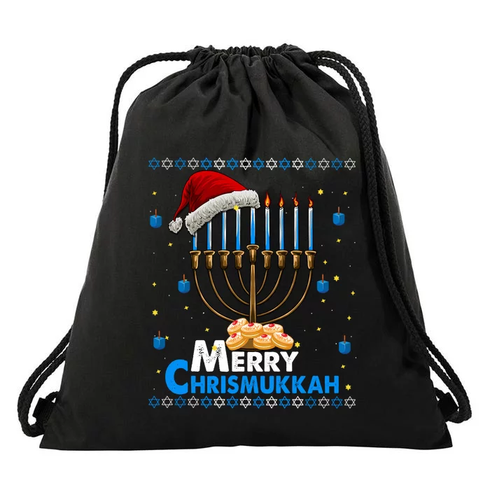 Merry Chrismukkah Ugly Xmas Funny Hanukkah Christmas Drawstring Bag