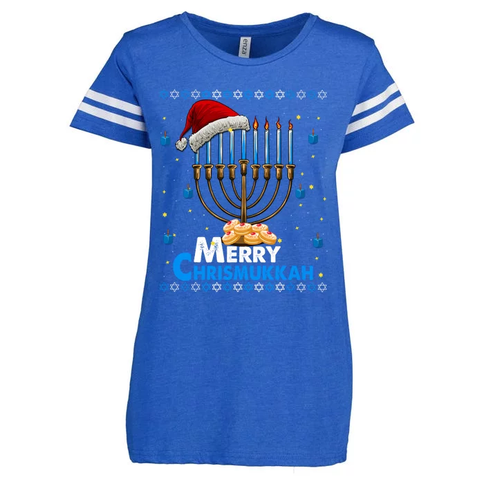 Merry Chrismukkah Ugly Xmas Funny Hanukkah Christmas Enza Ladies Jersey Football T-Shirt