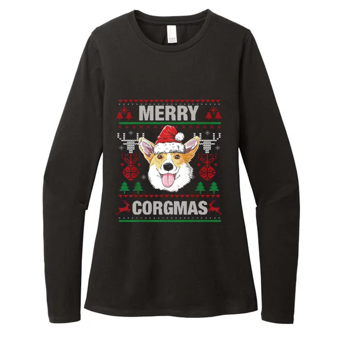 Merry Corgmas Ugly Christmas Sweater Corgi Dog Xmas Cool Gift Womens CVC Long Sleeve Shirt