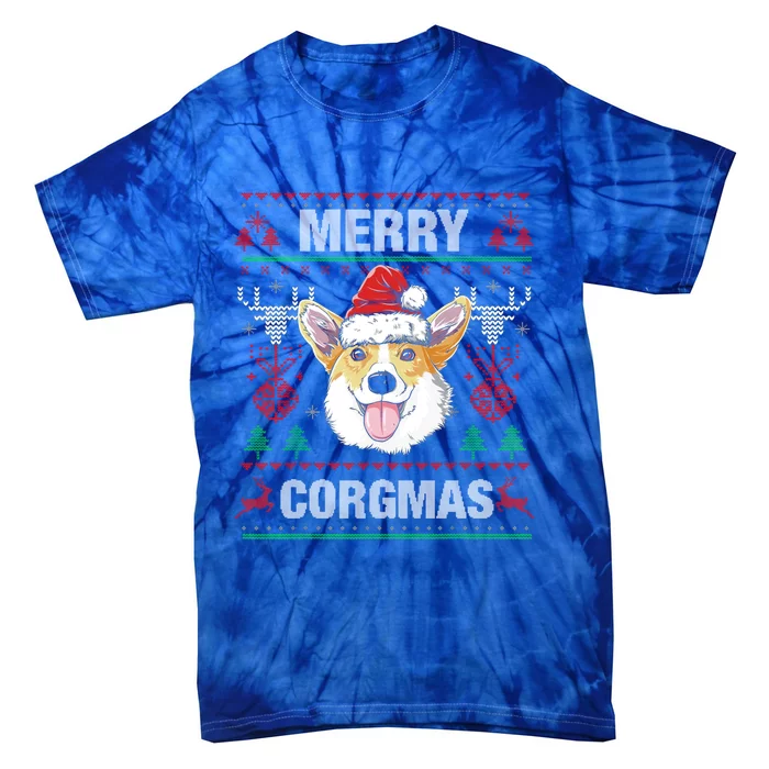 Merry Corgmas Ugly Christmas Sweater Corgi Dog Xmas Cool Gift Tie-Dye T-Shirt