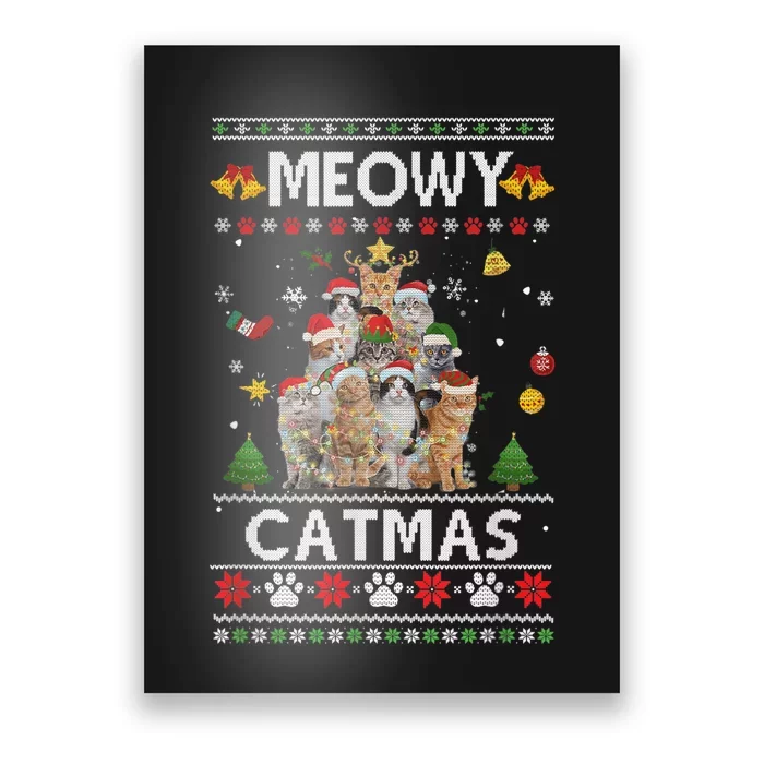 Meowy Catmas Ugly Christmas Tree Funny Xmas Cat Poster