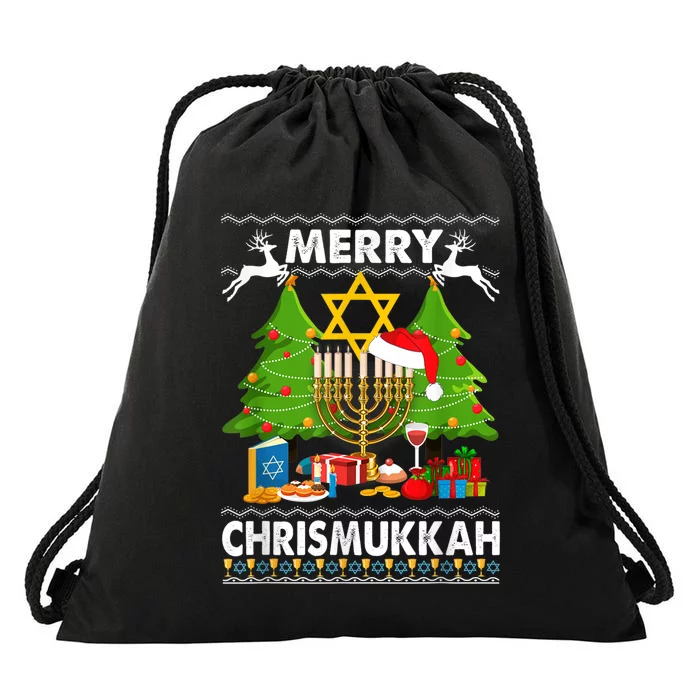 Merry Christmukkah Ugly Jewish Xmas Christmas Hanukkah Drawstring Bag