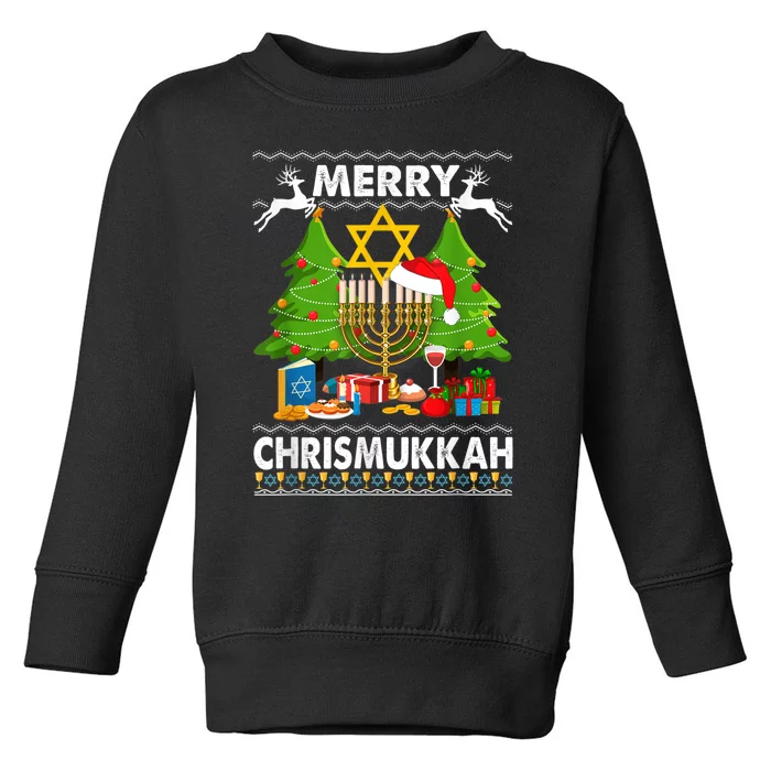 Merry Christmukkah Ugly Jewish Xmas Christmas Hanukkah Toddler Sweatshirt