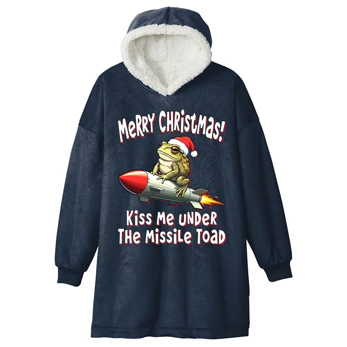 Merry Christmas Under The Missile Toad Hooded Wearable Blanket