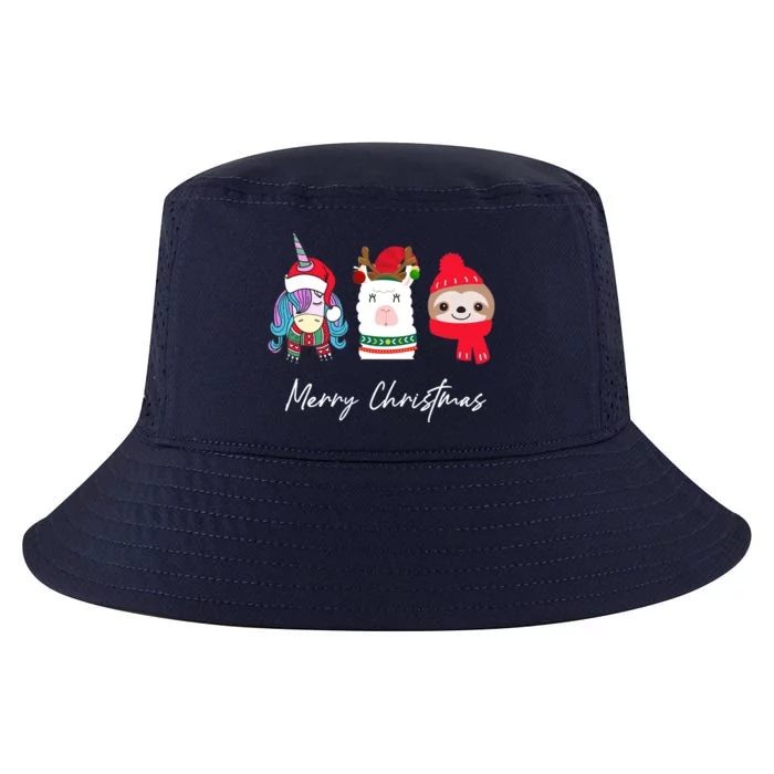 Merry Christmas Unicorn Llama Sloth Funny Wo Girl Gifts Cool Comfort Performance Bucket Hat