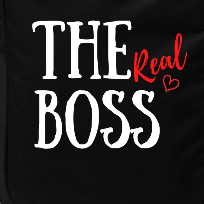 Matching Couples Valentine's I'm The Boss I'm The Real Boss Funny Gift Impact Tech Backpack