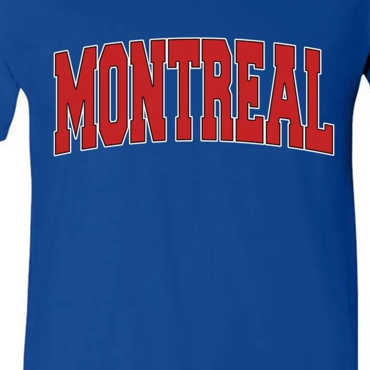 Montreal Canada Varsity Style Vintage Retro Canadian Sports Gift V-Neck T-Shirt