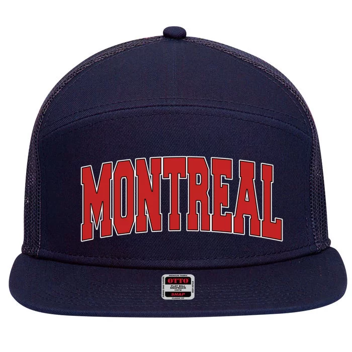 Montreal Canada Varsity Style Vintage Retro Canadian Sports Gift 7 Panel Mesh Trucker Snapback Hat