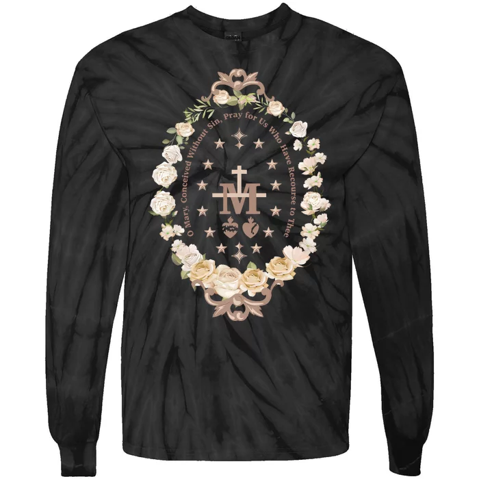 Marian Catholic Virgin Mary Catholic Gifts For Women Marian Cross Tie-Dye Long Sleeve Shirt