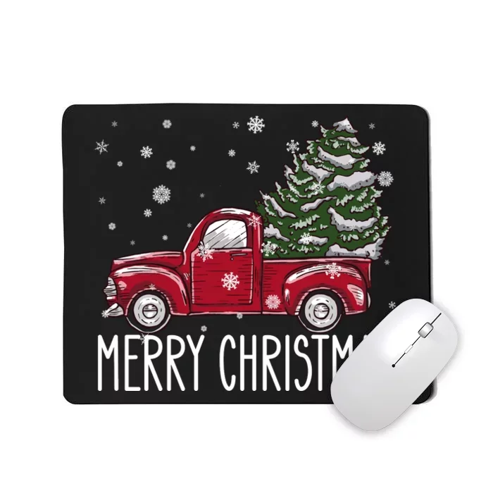 Merry Christmas Vintage Pickup Truck Tree Dachshund Mousepad