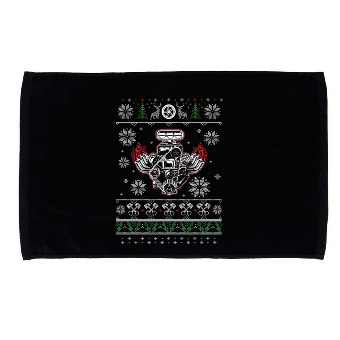 Muscle Car V8 Engine Lovers Ugly Christmas Ugly Design Cool Gift Microfiber Hand Towel