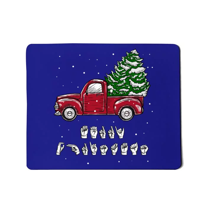 Merry Christmas Vintage Truck Hand Sign Language Xmas Tree Gift Mousepad