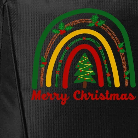 Merry Christmas Vintage Rainbow Festive City Backpack