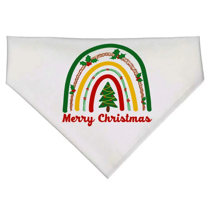 Merry Christmas Vintage Rainbow Festive USA-Made Doggie Bandana