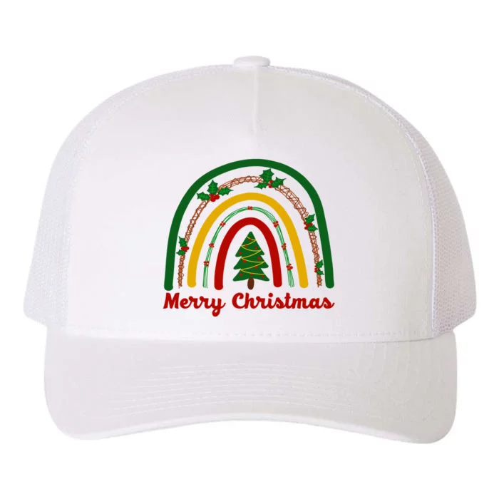 Merry Christmas Vintage Rainbow Festive Yupoong Adult 5-Panel Trucker Hat