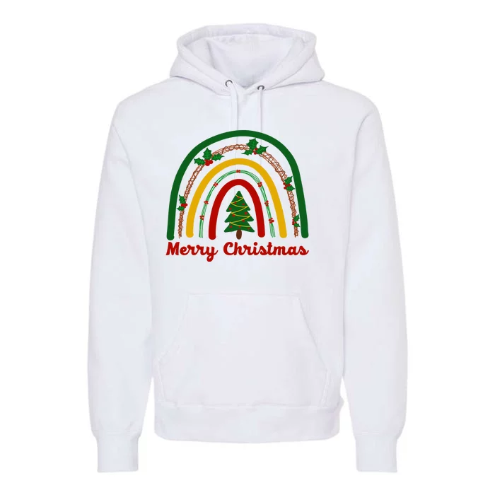 Merry Christmas Vintage Rainbow Festive Premium Hoodie