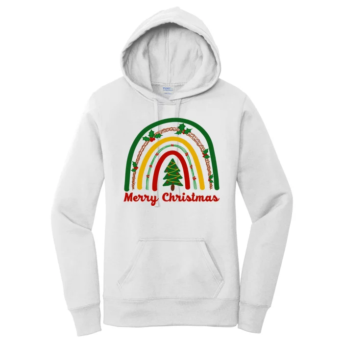 Merry Christmas Vintage Rainbow Festive Women's Pullover Hoodie