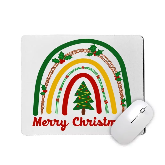 Merry Christmas Vintage Rainbow Festive Mousepad