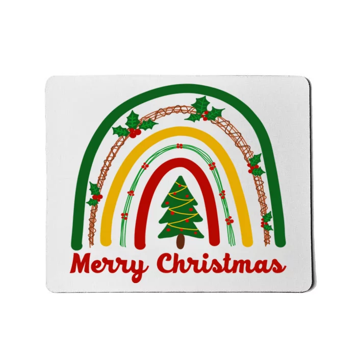 Merry Christmas Vintage Rainbow Festive Mousepad