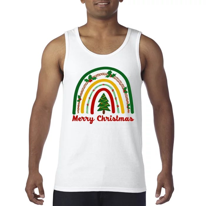 Merry Christmas Vintage Rainbow Festive Tank Top