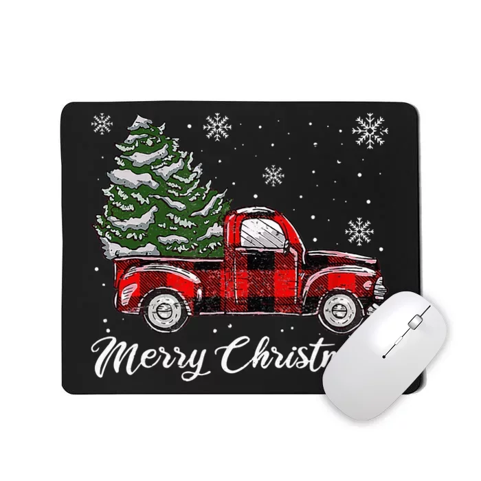 Merry Christmas Vintage Tree Red Truck Pajamas Mousepad