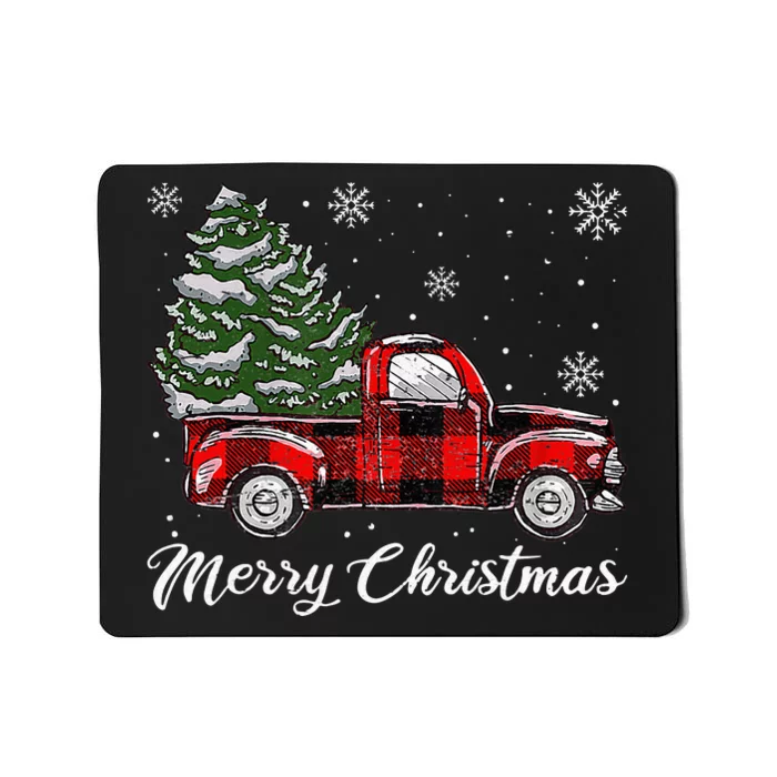 Merry Christmas Vintage Tree Red Truck Pajamas Mousepad