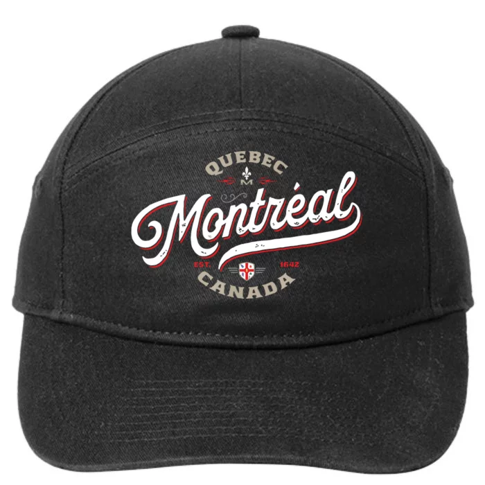 Montreal Canada Vintage Quebec French Canadian Gift Travel 7-Panel Snapback Hat