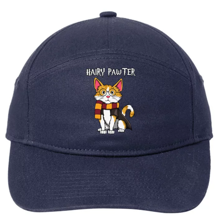 Magic Cat With Glasses  Harry Pawter Funny Gift 7-Panel Snapback Hat