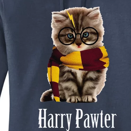 Magic Cat With Glasses  Harry Pawter Funny Women's Pullover Hoodie