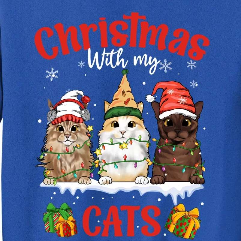 Meowy Christmas With My Cats Feline Fun Christmas Cat Gift Sweatshirt