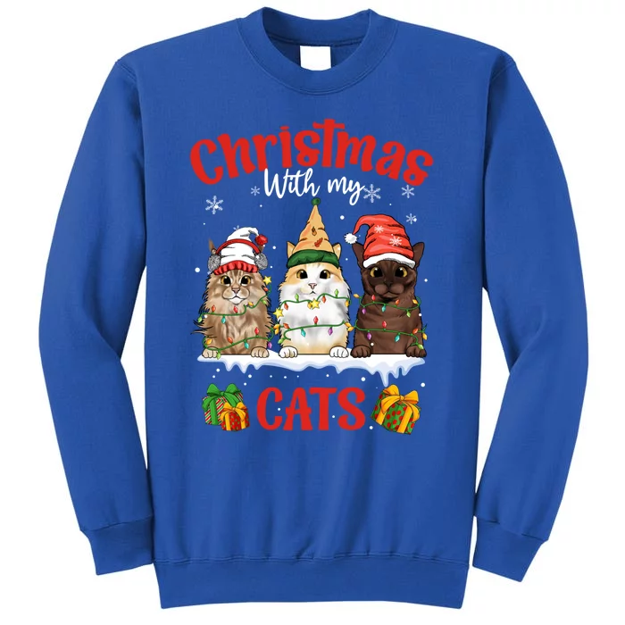 Meowy Christmas With My Cats Feline Fun Christmas Cat Gift Tall Sweatshirt