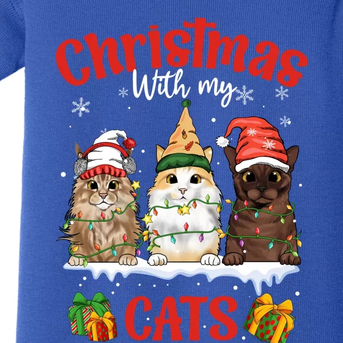 Meowy Christmas With My Cats Feline Fun Christmas Cat Gift Baby Bodysuit