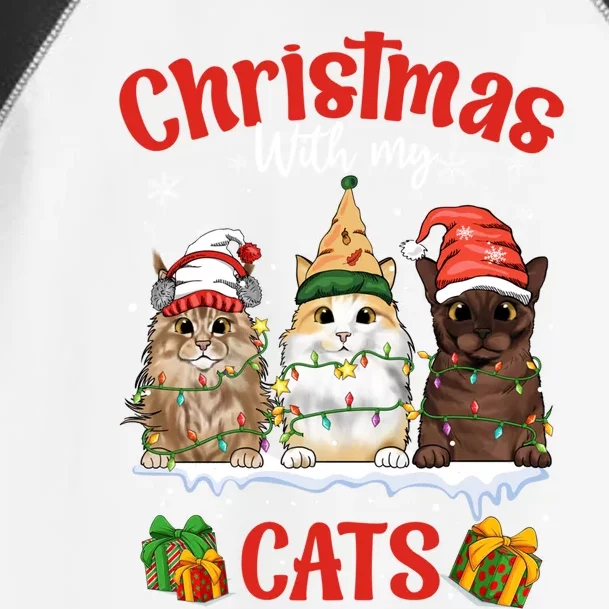 Meowy Christmas With My Cats Feline Fun Christmas Cat Gift Toddler Fine Jersey T-Shirt