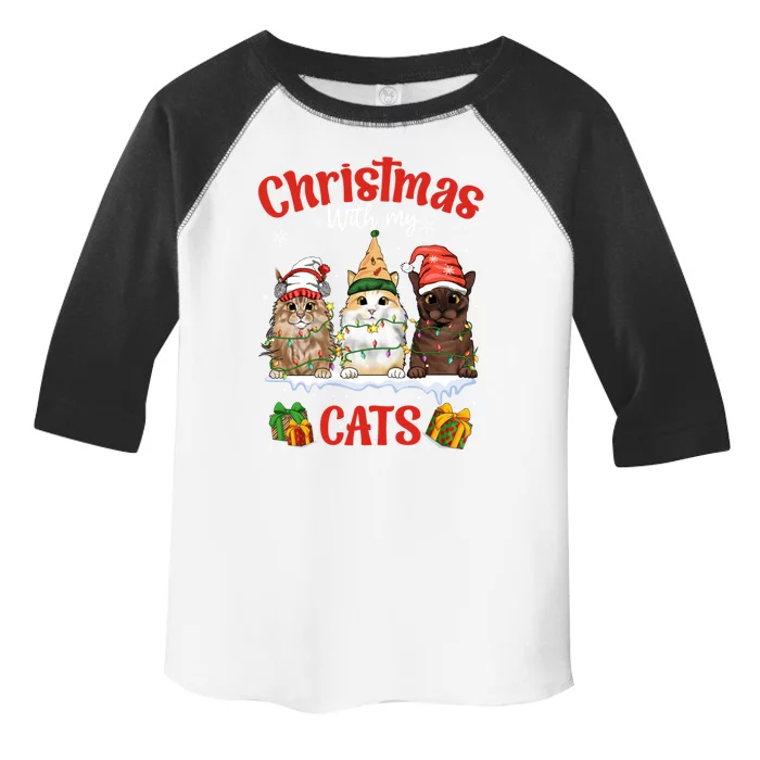 Meowy Christmas With My Cats Feline Fun Christmas Cat Gift Toddler Fine Jersey T-Shirt