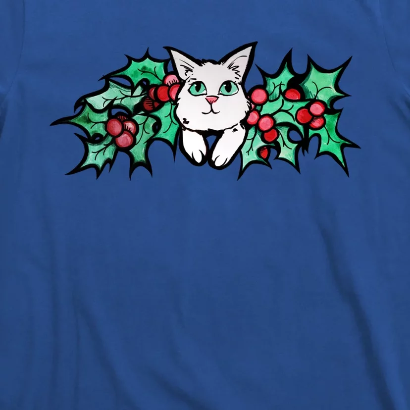 Meowy Catmas White Kitty Christmas Gift T-Shirt