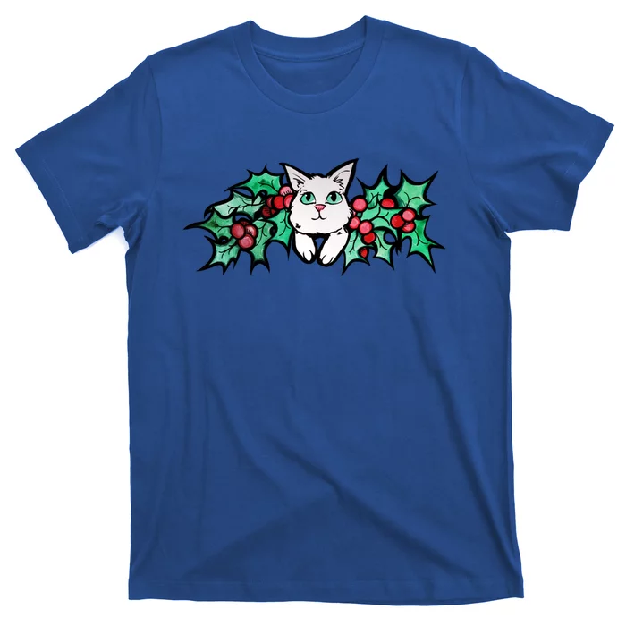 Meowy Catmas White Kitty Christmas Gift T-Shirt