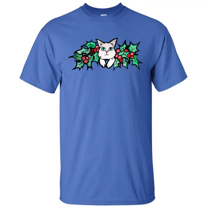 Meowy Catmas White Kitty Christmas Gift Tall T-Shirt