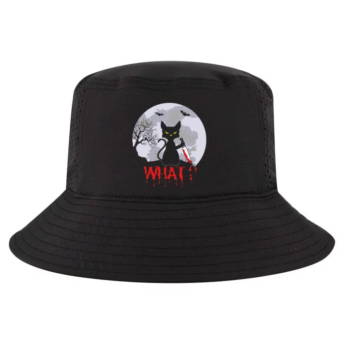 Murderous Cat With Knife Cat What Halloween Funny Cat Cool Comfort Performance Bucket Hat