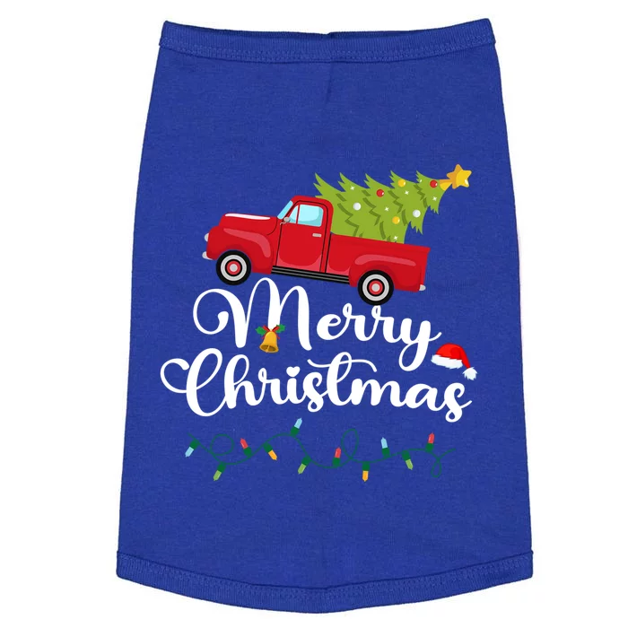 Merry Christmas With Truck Christmas Red Truck Gift Doggie Tank